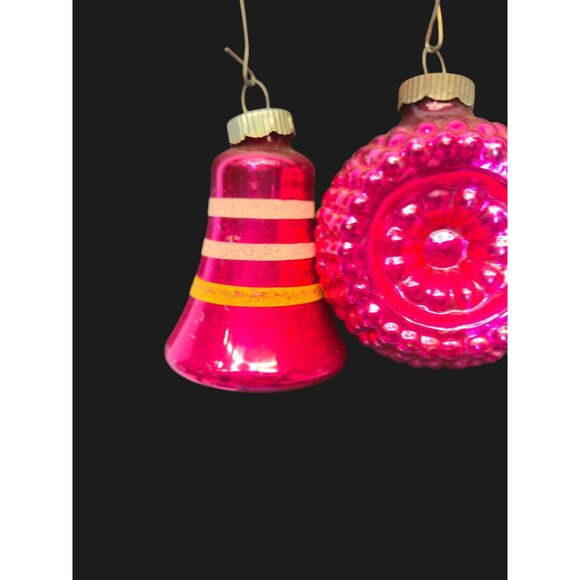 Vintage Shiny Brite Ornaments double Indent Bell Teardrop Mercury Glass bulbs 6 - Picture 9 of 16